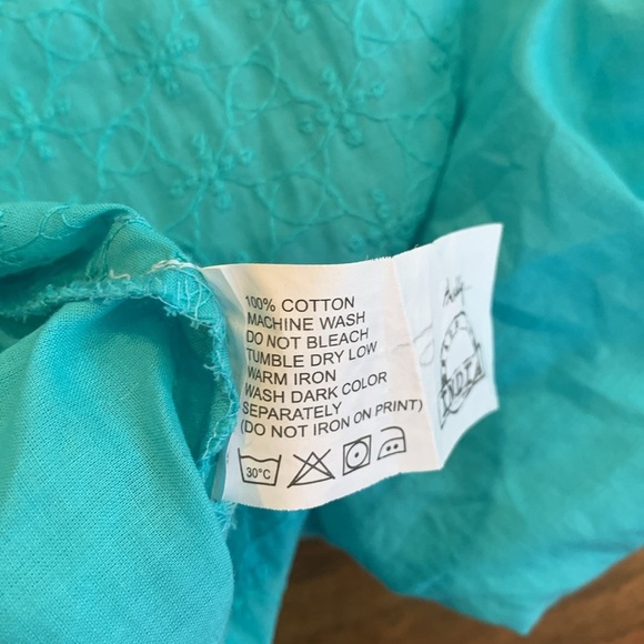 Srishti Aqua Blue Embroidered 100% Cotton Indian Kurta Women’s Small 3/4 Sleeve - Picture 6 of 6